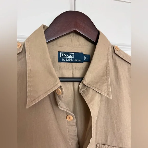 Ralph Lauren Tan Casual Button Down Shirt - Picture 2 of 4
